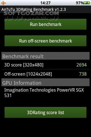 دانلود 3DRating Benchmark 1.2.3 for Android - دانلود قدرت گرافیکی گوشی خود را محک بزنید برای اندروید - سافت گذر