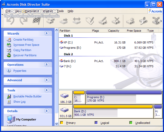 دانلود Acronis Disk Director 12.5 Build 163 + Server + WinPE / Advanced 11.0.12077 + WinPE - دانلود قوی‌ترین نرم افزار پارتیشن بندی هارد و راه اندازی سیستم بوت چندگانه - سافت گذر