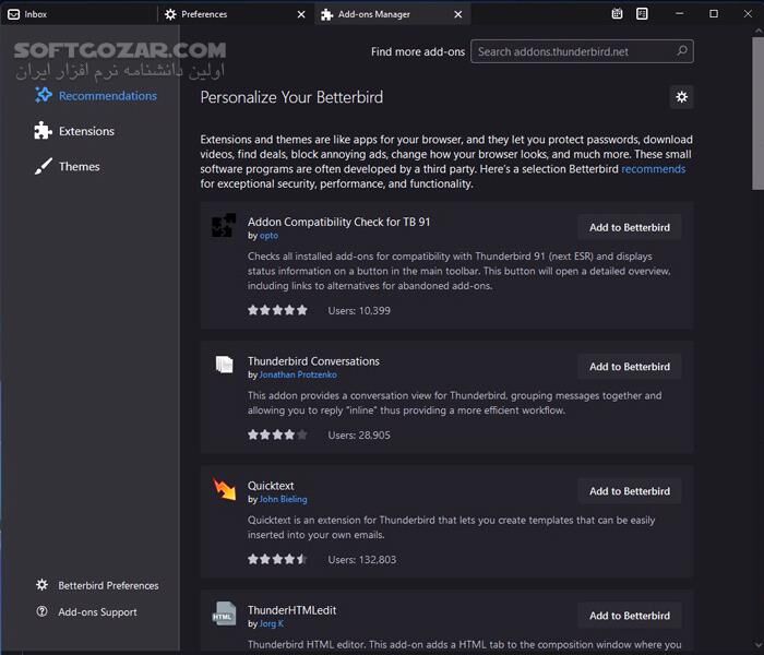 دانلود Betterbird 128.4.0 ESR (128.4.0esr-bb15) - دانلود کلاینت ایمیل - سافت گذر