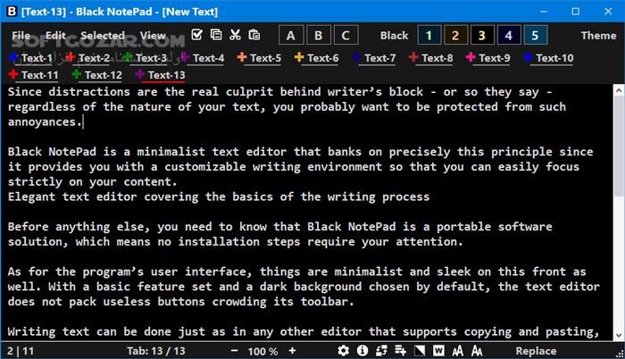 دانلود Black NotePad 2.3.0.26 - دانلود ویرایشگر متن با تم تیره برای ویندوز - سافت گذر