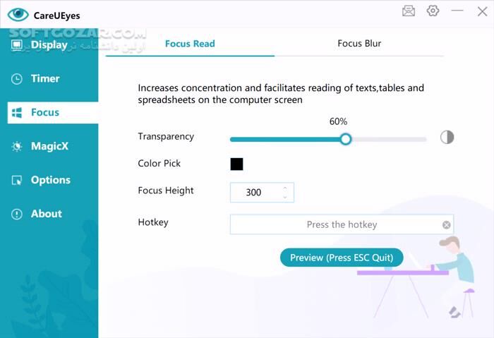دانلود CareUEyes Pro 2.5.0 - دانلود تنظیم نور و رنگ مانیتور برای جلوگیری از خستگی چشم - سافت گذر