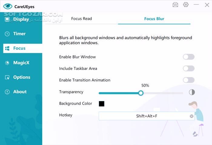 دانلود CareUEyes Pro 2.5.0 - دانلود تنظیم نور و رنگ مانیتور برای جلوگیری از خستگی چشم - سافت گذر