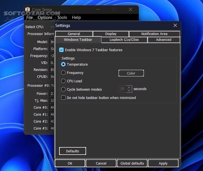 دانلود Core Temp 1.19.5.69 - دانلود نمایش دمای سی پی یو - سافت گذر