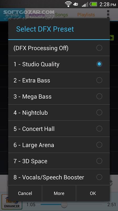 دانلود DFX Music Player Enhancer Pro 1.30 for Android +4.1 - دانلود موزیک پلیر با 45 پیش تنظیم برای تقویت و افکت گذاری صدا برای اندروید - سافت گذر
