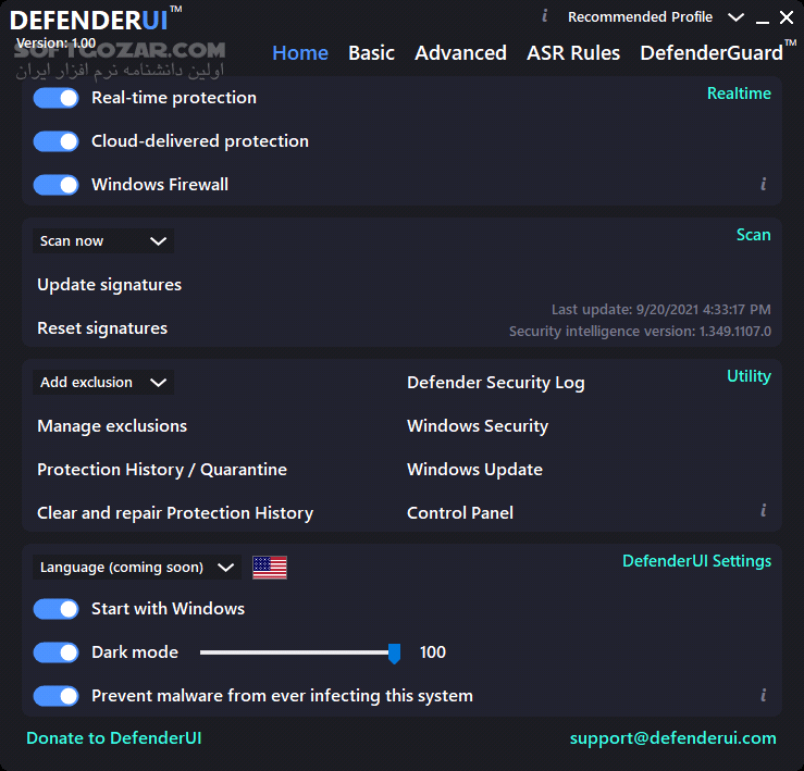 دانلود DefenderUI 1.22 DefenderUI 1.22 - دانلود افزایش کارایی ویندوز دیفندر - سافت گذر