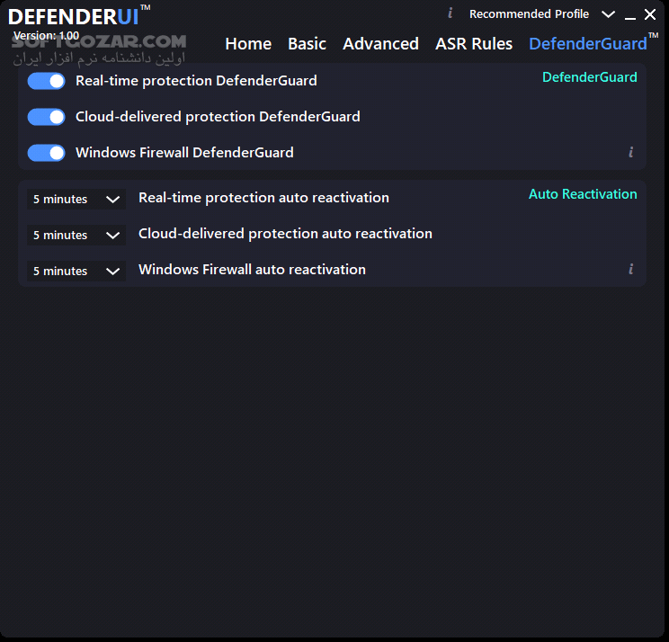 دانلود DefenderUI 1.22 DefenderUI 1.22 - دانلود افزایش کارایی ویندوز دیفندر - سافت گذر
