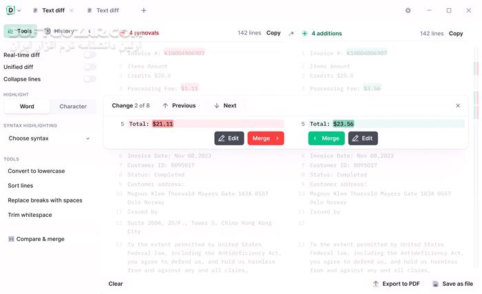 دانلود Diffchecker 6.7.3 - دانلود مقایسه فایل - سافت گذر