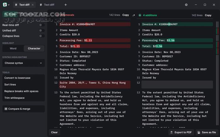 دانلود Diffchecker 6.7.3 - دانلود مقایسه فایل - سافت گذر