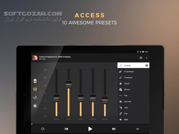دانلود Equalizer + Pro (Music Player) 2.12.0 for Android +4.0 - دانلود پلیری با افکت های صوتی زیبا برای اندروید - سافت گذر
