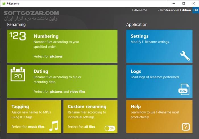 دانلود F-Rename Professional 2.112 - دانلود تغییر نام دسته جمعی فایل ها و پوشه ها - سافت گذر