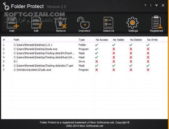 دانلود Folder Protect 2.1.0 - دانلود محافظت از پوشه ها و برنامه ها فولدر پروتکت - سافت گذر