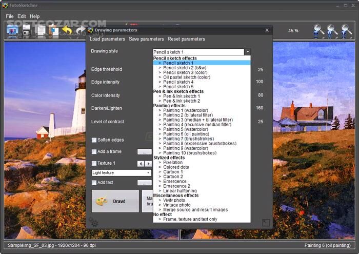 دانلود FotoSketcher 3.96 (x64) - دانلود تبدیل عکس به نقاشی - سافت گذر