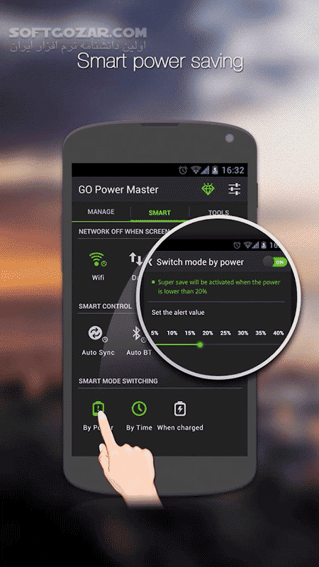 دانلود GO Battery Saver & Plus Widget 5.8.5 for Android +2.3 - دانلود افزونه مدیریت مصرف باتری برای GO Launcher برای اندروید - سافت گذر