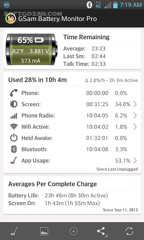 دانلود GSam Battery Monitor Pro 3.40 for Android +2.3 - دانلود مانیتور باتری برای اندروید - سافت گذر