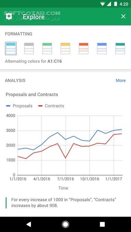 دانلود Google Sheets 1.25.501.00.90 For Android +8.0 - دانلود گوگل شیتز برای اندروید - سافت گذر