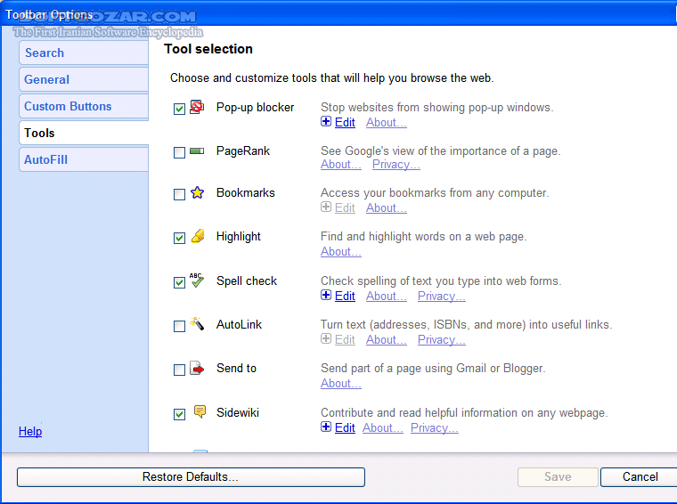 دانلود Google Toolbar for Internet Explorer 7.4.3203.136 - دانلود جدیدترین نسخه نوار ابزار گوگل برای مرورگر اینترنت اکسپلورر (IE) - سافت گذر