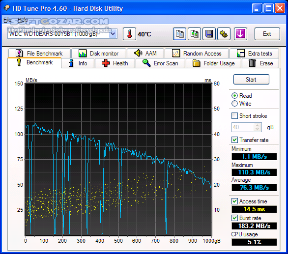دانلود HD Tune Pro 5.75 - دانلود برنامه کوچک و قدرتمند مشاهده عملکرد هارد و حافظه های USB - سافت گذر