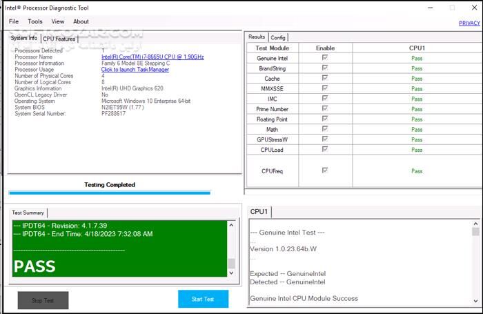 دانلود Intel Processor Diagnostic Tool 4.1.9.41 - دانلود تست پردازنده های اینتل - سافت گذر