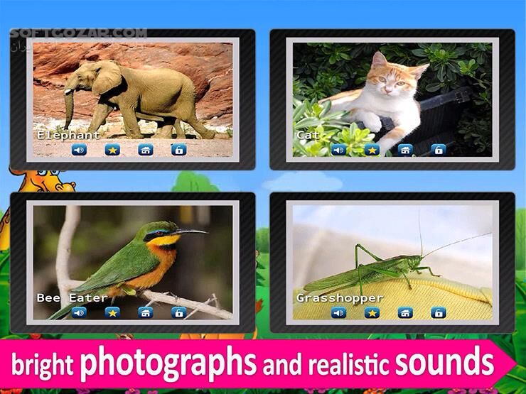 دانلود Kids Zoo,Animal Sounds & Photo 6.1 for Android +3.2 - دانلود آموزش حیوانات به زبان انگلیسی برای کودکان برای اندروید - سافت گذر