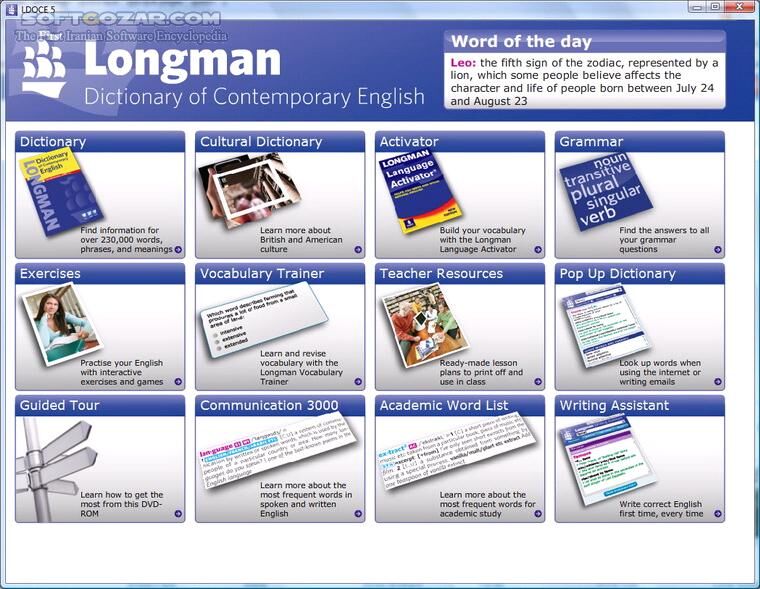 دانلود Longman Dictionary of Contemporary English 5th Edition 2009 - دانلود نرم افزار فرهنگ لغت انگلیسی به انگلیسی لانگمن ویرایش پنجم  - سافت گذر