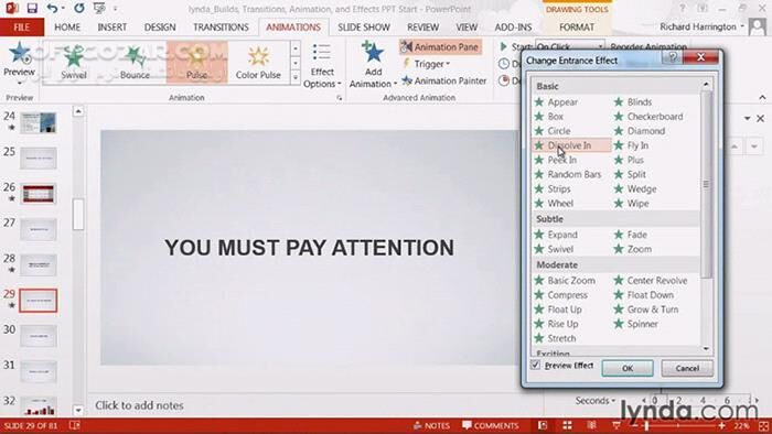 دانلود Lynda - PowerPoint - Builds Transitions Animations and Effects - دانلود فیلم آموزش نرم‌افزار پاورپوینت - ایجاد، انتقال، انیمیشن و افکت  - سافت گذر