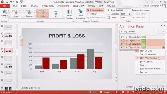 دانلود Lynda - PowerPoint - Builds Transitions Animations and Effects - دانلود فیلم آموزش نرم‌افزار پاورپوینت - ایجاد، انتقال، انیمیشن و افکت  - سافت گذر