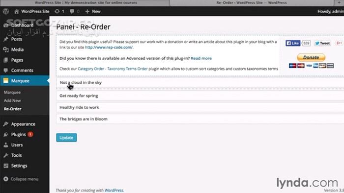 دانلود Lynda - Creating a Marquee in WordPress with jQuery - دانلود فیلم آموزش ایجاد مارکی در وردپرس با جی‌کوئری - سافت گذر