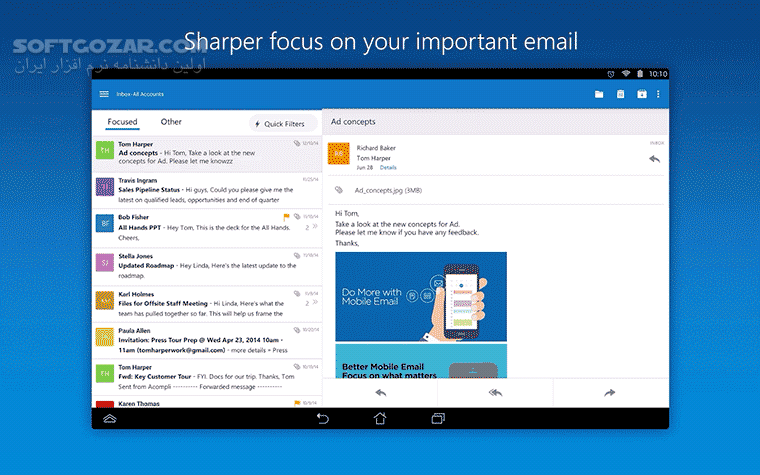 دانلود Microsoft Outlook 5.2548.2 for Android +9.0 - دانلود مایکروسافت اوت لوک اندروید برای اندروید - سافت گذر