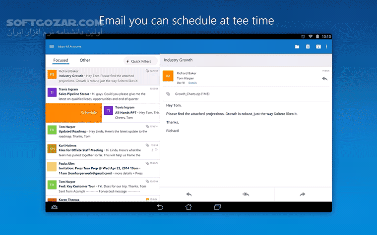 دانلود Microsoft Outlook 5.2548.2 for Android +9.0 - دانلود مایکروسافت اوت لوک اندروید برای اندروید - سافت گذر