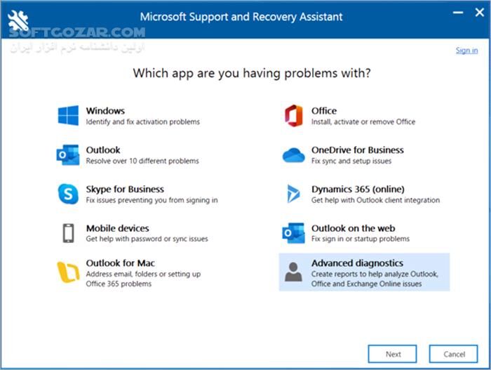دانلود Microsoft Support and Recovery Assistant 17.01.3658.000 - دانلود رفع مشکلات ویندوز - سافت گذر
