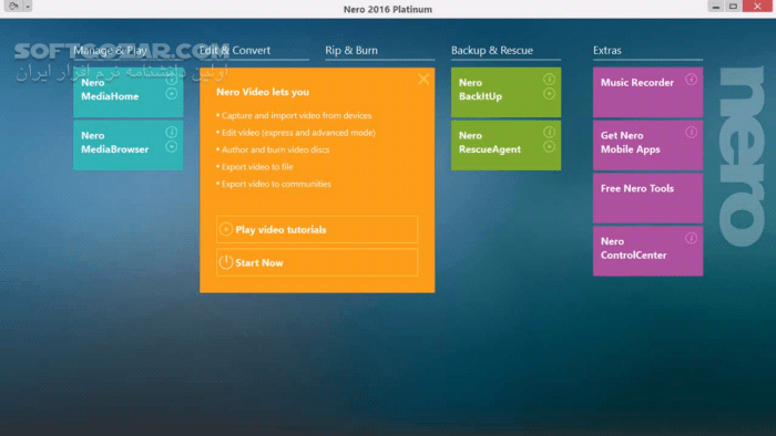 دانلود Nero 2016 Platinum 2016 v17.0.04500 + ContentPack / Nero Video 2016 / Burning ROM & Express / Portable - دانلود کاملترین نسخه از برنامه معروف Nero 2016 برای ساخت CD و DVD - سافت گذر