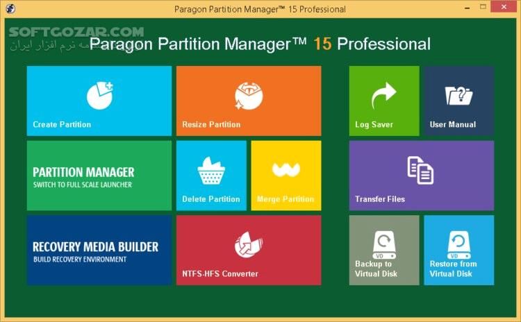 دانلود Paragon Partition Manager 15 Professional 10.1.25.779 x86/x64 + Boot Medias - دانلود نرم افزار پارتیشن بندی قوی - سافت گذر