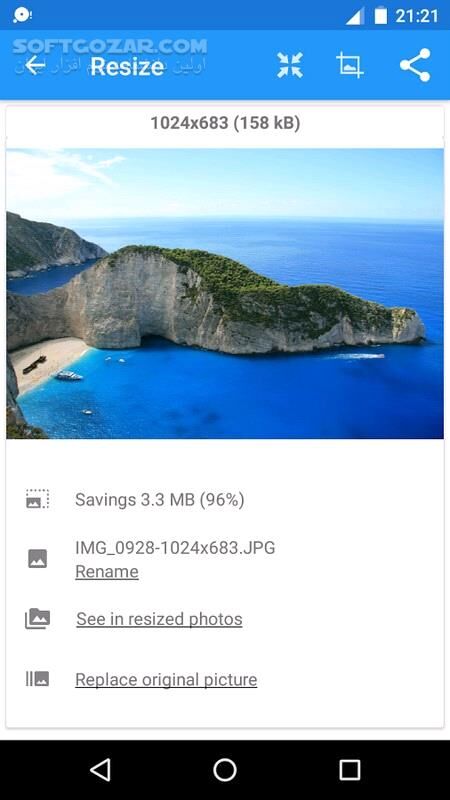 دانلود Photo & Picture Resizer 1.0.314 Final For Android +4.0.3 - دانلود تغییر اندازه و رزلوشن تصاویر برای اندروید - سافت گذر
