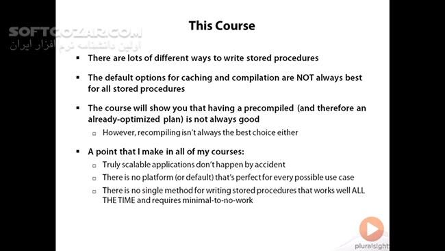 دانلود Pluralsight - SQL Server - Optimizing Stored Procedure Performance - دانلود فیلم آموزش اس‌کیواِل سـروِر - بهینه‌سازی عملکرد رویه ذخیره‌شده - سافت گذر