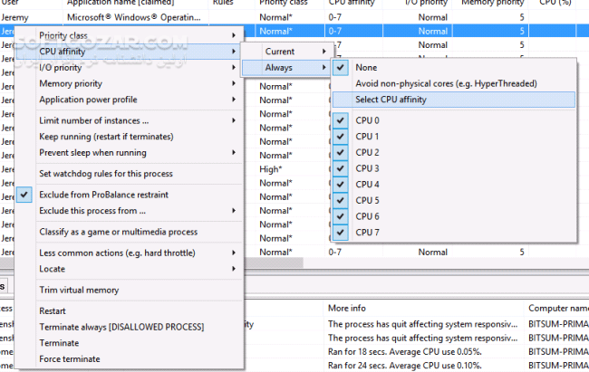 دانلود Bitsum Process Lasso Pro 17.0.1.18 - دانلود مدیریت برنامه های در حال اجرا - سافت گذر