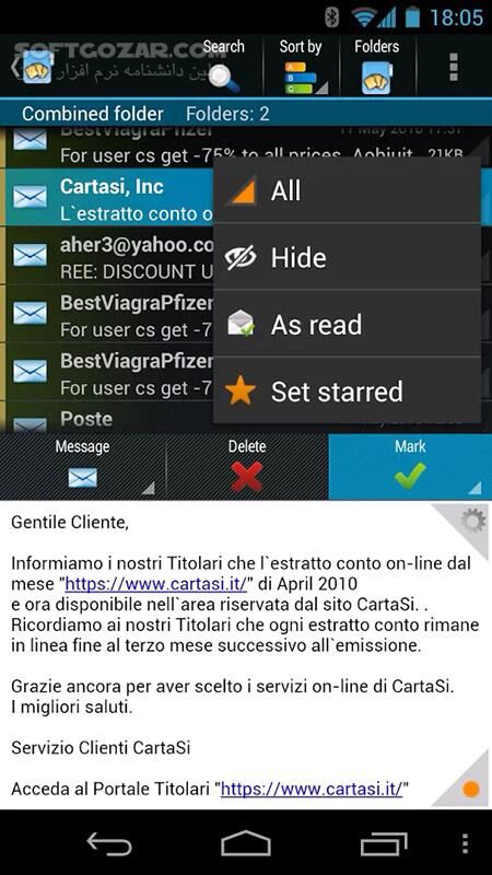 دانلود ProfiMail Go 4.30.01 for Android +2.3 - دانلود برنامه مدیریت ایمیل پروفیل میل برای اندروید - سافت گذر