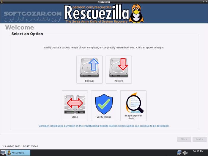 دانلود Rescuezilla 2.5.1 Noble Edition - دانلود پشتیبان گیری از هارد کامپیوتر - سافت گذر