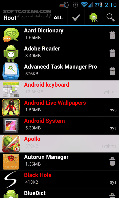 دانلود Root Uninstaller Pro 8.3 for Android +2.3 - دانلود حذف گروهی تمامی نرم افزارها برای اندروید - سافت گذر