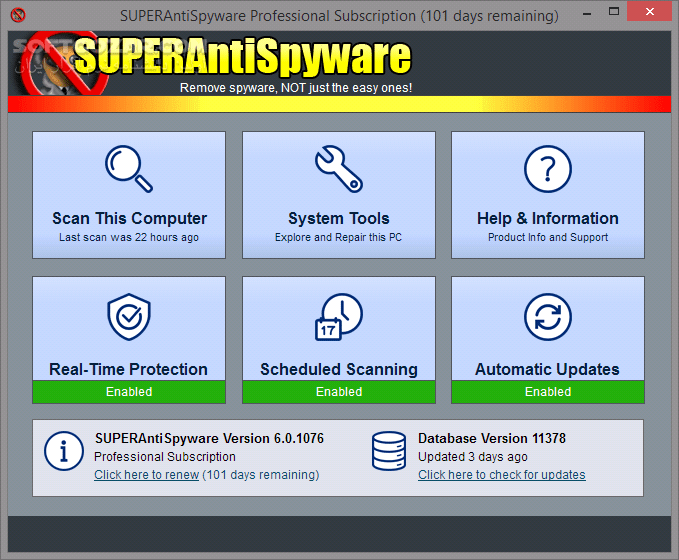 دانلود SUPERAntiSpyware Professional X 10.0.1282 + Offline Update - دانلود ضد جاسوس سوپر آنتی اسپایور - سافت گذر