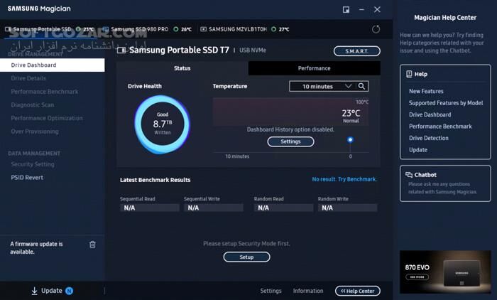 دانلود Samsung SSD Magician 8.3.2.850 - دانلود مدیریت هاردهای اس اس دی سامسونگ - سافت گذر