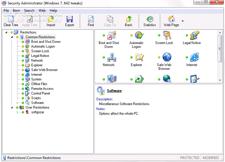 دانلود Softheap Security Administrator 14.0 - دانلود نرم افزار حفظ حریم شخصی و اعمال محدودیت در ویندوز - سافت گذر