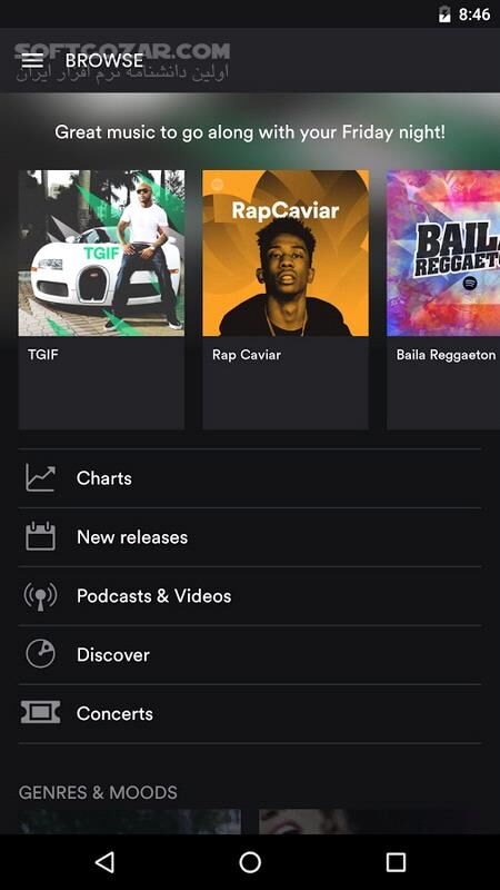 دانلود Spotify Music 9.1.6.1139 For Android +5.0 - دانلود اسپاتیفای برای اندروید - سافت گذر
