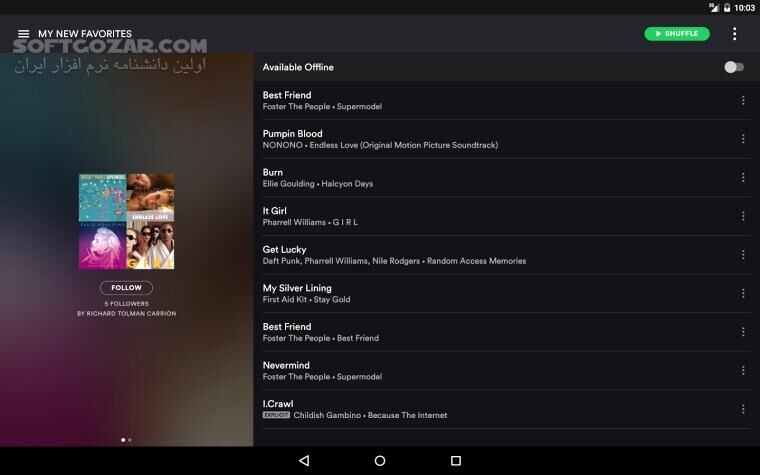 دانلود Spotify Music 9.1.6.1139 For Android +5.0 - دانلود اسپاتیفای برای اندروید - سافت گذر