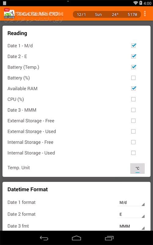 دانلود Status Bar Mini PRO 1.0.177 for Android +2.3 - دانلود نوار وضعیت مینی برای اندروید - سافت گذر