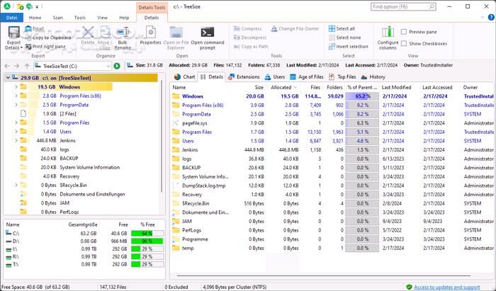 دانلود TreeSize Professional 9.6.2.2158 - دانلود مدیریت فضای هارد کامپیوتر - سافت گذر