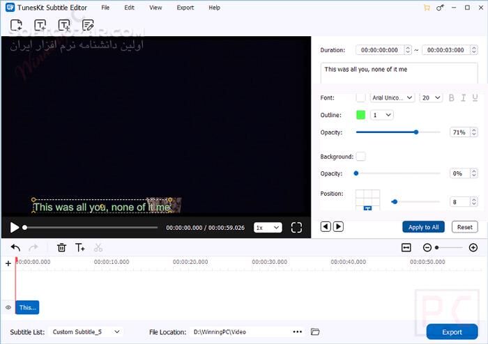 دانلود TunesKit Subtitle Editor 2.5.0.22 - دانلود ساخت و ویرایش زیرنویس - سافت گذر