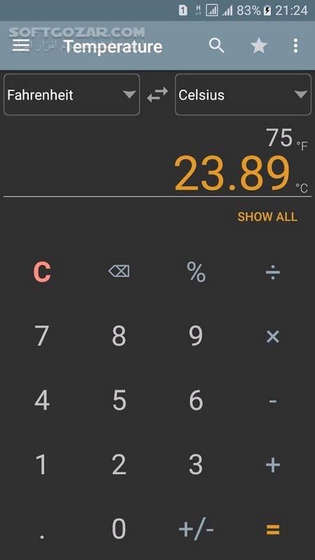 دانلود Unit Converter Calculator Pro 1.35 pro for andoid +2.3 - دانلود مبدل اندروید برای اندروید - سافت گذر