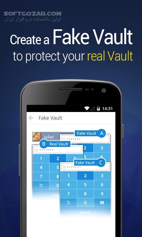 دانلود Vault-Hide SMS, Pics & Videos Premium 6.9.11.82.22 for Android +2.3 - دانلود رمزگذاری فایل ها برای اندروید - سافت گذر