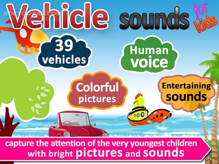 دانلود Vehicle sounds,pictures 4 kids 2.3 for Android +3.0 - دانلود آموزش وسائل حمل نقل به زبان انگلیسی برای کودکان برای اندروید - سافت گذر