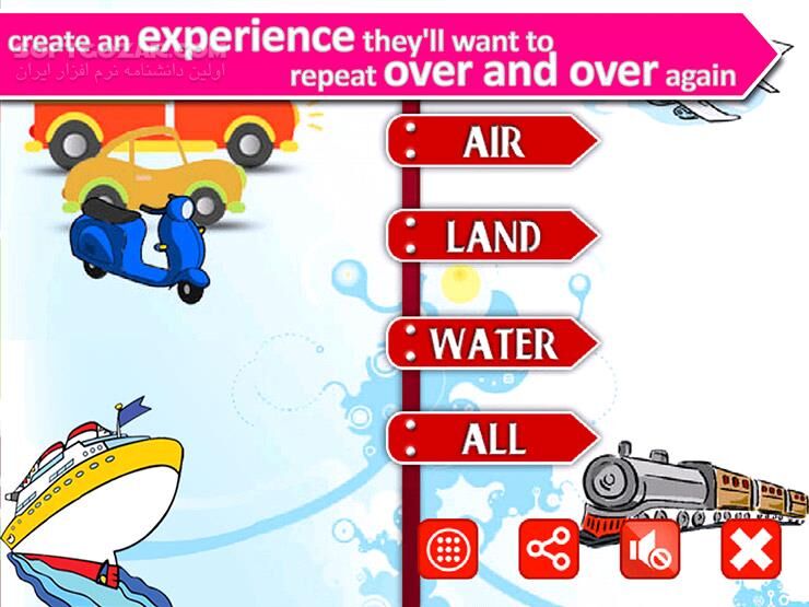 دانلود Vehicle sounds,pictures 4 kids 2.3 for Android +3.0 - دانلود آموزش وسائل حمل نقل به زبان انگلیسی برای کودکان برای اندروید - سافت گذر